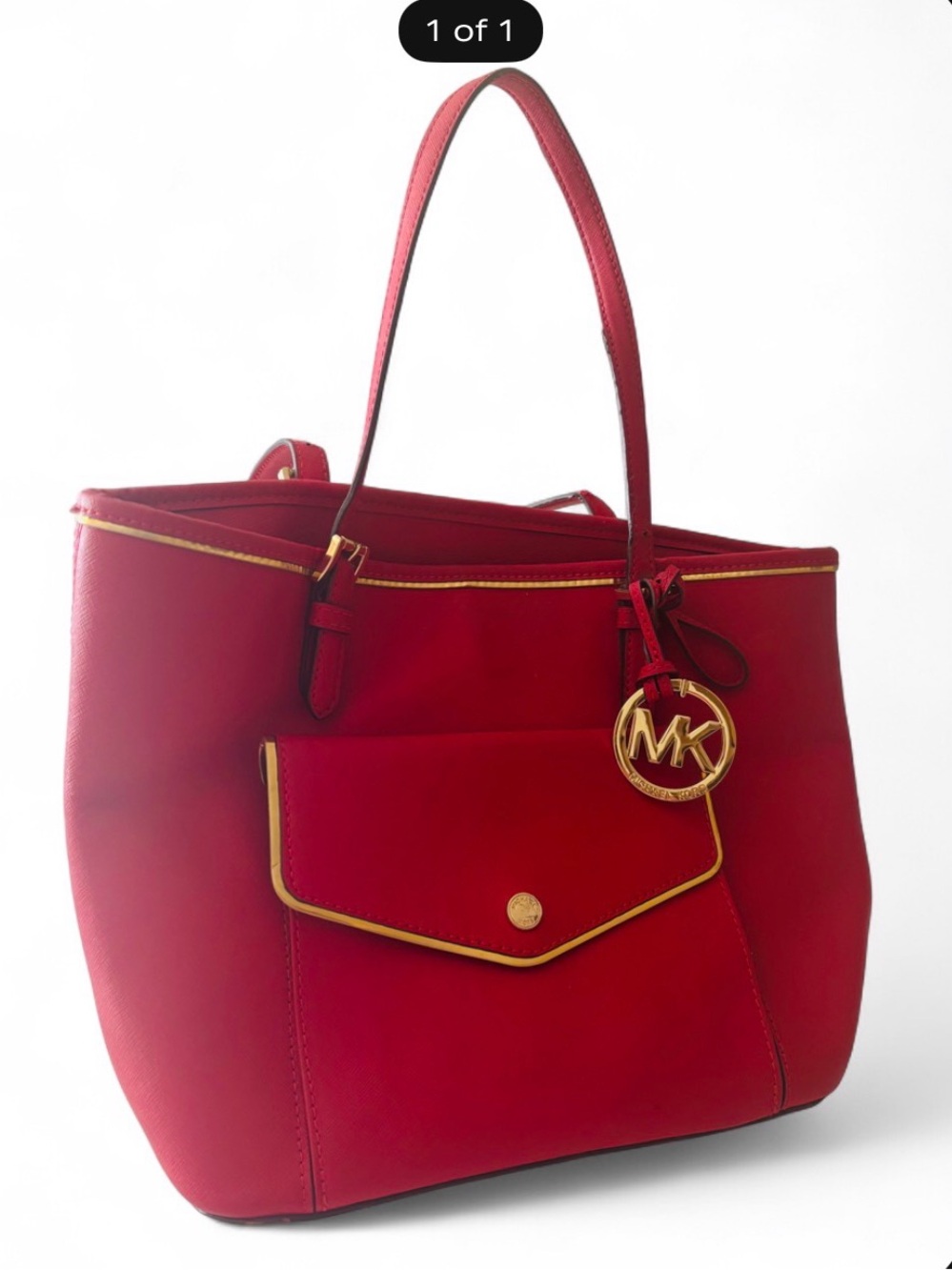 Michael Kors Red Tote with Gold Hardware